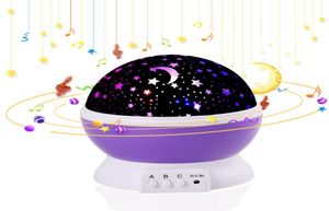 Projecteur enfant musique veilleuse projecteur Spin étoile étoilée maître enfants bébé sommeil romantique Led USB lampe de Projection 6895498