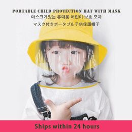 Child Protective Mask 1 PC Cute Children Outdoor Fisherman Hat with PVC Mask Protective Hats for Kids Dust-proof Anti-fog 6 Colors