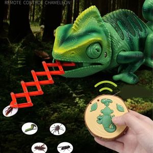 Juguetes de animales de niños RC Juguetes Chameleon Hobbies Lizard inteligente Control de animales Remoto Modelo electrónico Regalo de reptiles para niños 240511