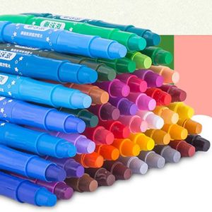 Roterende, wasbare tekenkrijtset voor kinderen, babybadkamer, gemakkelijk te wissen, oliepastel, zijdeachtige kleurpotloden, pastelpotlood voor kinderen, 12/24/36 kleuren 240227