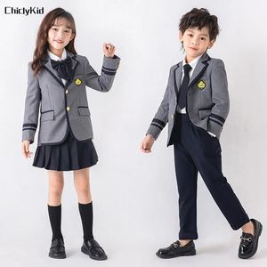 Child School Uniform Girls Koreaanse Japanse marine jas Geplooide rok jongens formele kleding pakken kinderen studentenkleding klassen sets 240518