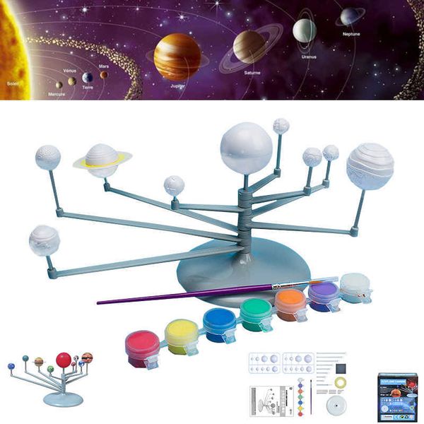 Juguete educativo para niños, aprendizaje de ciencia y tecnología, sistema Solar, planeta, montaje de enseñanza, juguete educativo para colorear