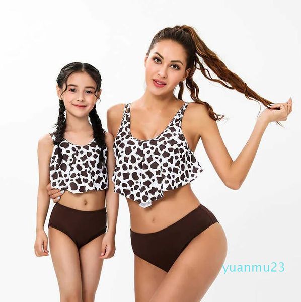 enfant Maillot de bain Parent NOUVEAU imprimé Ruffle split bikini mère fille Maillot de bain Bikini 54