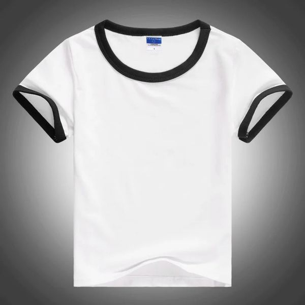 Enfant Unisexe Plain Basic T-Shirts Girls and Boys Black and White 100% Cotton Tops Tees Kids Vêtements 2 3 4 6 8 10 T 1427 240410