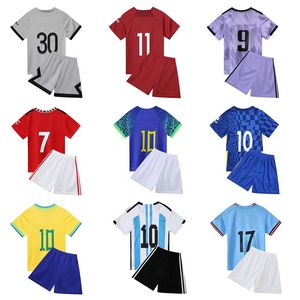 Niño Juventud Camisetas de fútbol Uniformes Ropa deportiva Niños Kits de fútbol en blanco Transpirable Niños y niñas Pantalones cortos de entrenamiento Conjuntos Word Cup Ropa deportiva