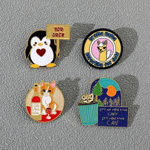 Jeugd dieren grappig citaten email pin schattige anime films spellen harde email pinnen verzamelen metalen cartoon broche backpack hoed tas kraag revers badges
