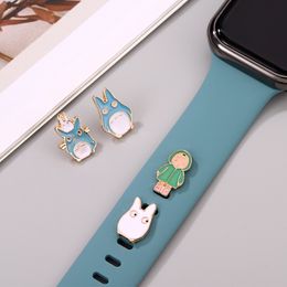 Childhood anime watchband charmes for iwatch series silicone soft sangl bijoux accessoires animaux mignon charme pour pomme
