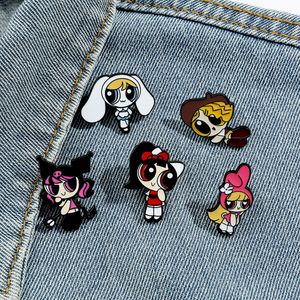 Enfance The Powerpuff Girls Entamel épingle mignon Films d'anime jeux épingles en émail dur collectionne le cartoon métaton broche sac à dos sac de sac de chapeau collier badges