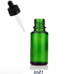 Tapa a prueba de niños Suero Cosmético 15 ml Ámbar redondo Azul claro Verde Botellas 1 2 OZ Frasco cuentagotas de vidrio para aceite esencial 15 ml Afdni