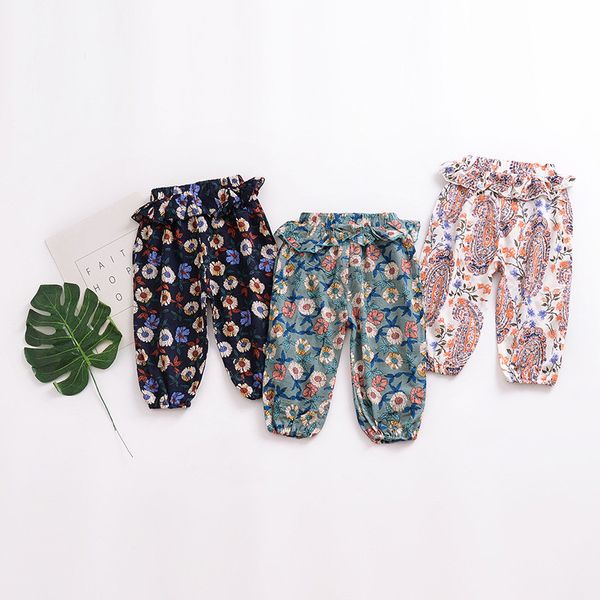 Pantalons pour enfants 2018 Summer Toddler Girls Vêtements Pantalons pour bébés filles à volants Coton doux Enfants Filles Sarouel Pantalon anti-moustiques