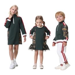 Kinderen 1 Tot 14 Herfst Winter Hoodie Stretchy Zachte Jurk Katoenen Coltrui Sweatshirt Familie Bijpassende Kleding 240311