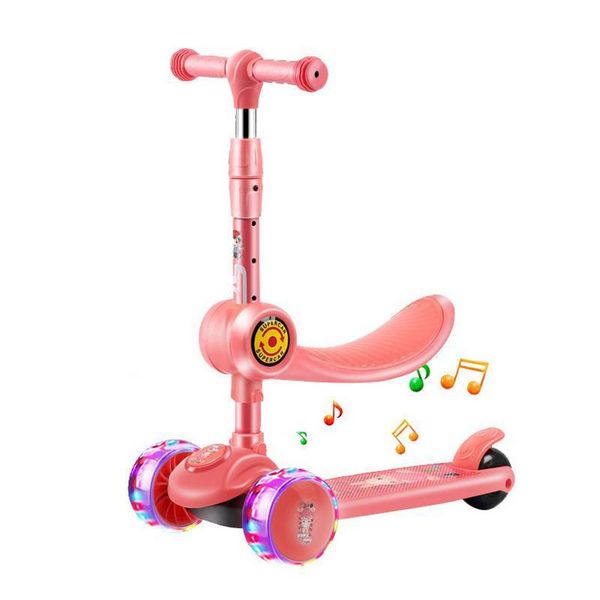 Enfants 3 roues coup de pied scooter en aluminium alliage skateboard enfants hauteur réglable floue de roues lumière pied scooters toys cadeaux