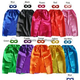 Kinderen 50X70Cm Superheld Capes Met Maskers Dress Up Kostuums Party Single Layer Laceup Cloark Voor Kinderen 1-4 jaar Fabriek Direct Dr