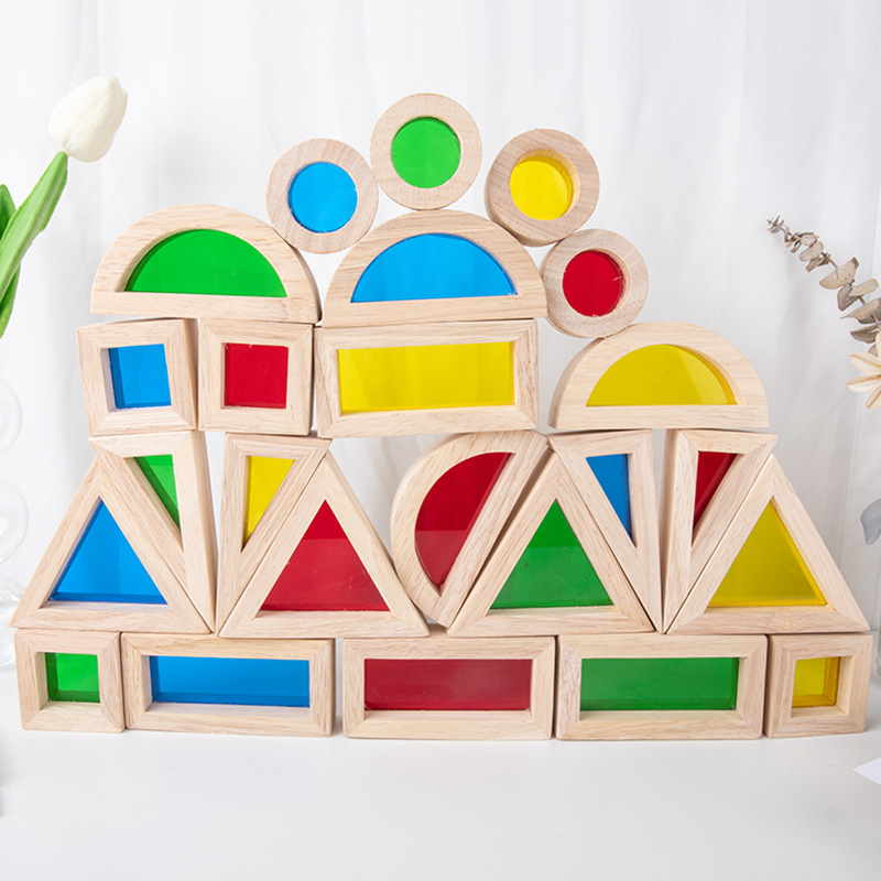 Barn Akryl Rainbow Building Blocks Creative Baby Colorful Building Stacker Toys Puzzles Tidig utbildningsleksak