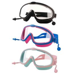 Kinderen Verstelbare Swimming Goggles W / Oordopjes Anti Mist Zwemmen Bril Outdoor UV-bescherming Zwembril Goggles G220422