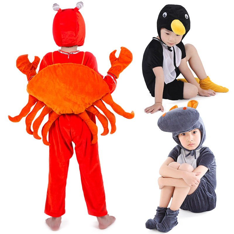 Kinder für Erwachsene Tierleistung Kostüm Crab Delphin Shrimp Pengium Cosplay Kleidung Tier Cosplay Kostüme Overallsuiten
