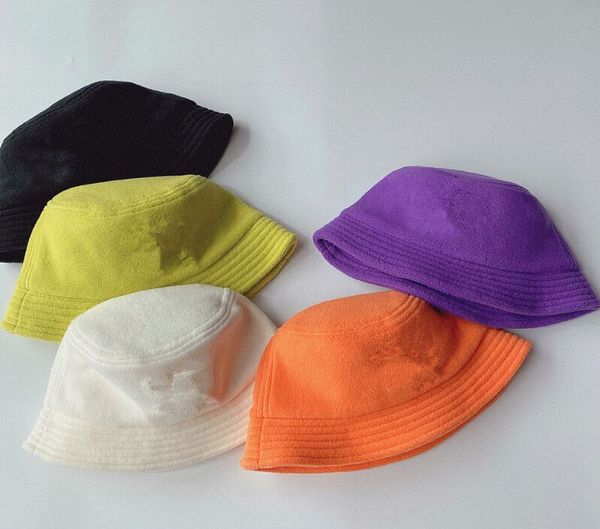 Chapeau d'automne pour enfants, chapeaux de pêcheur en peluche brodés avec alphabet, version coréenne, casquettes pour bébés
