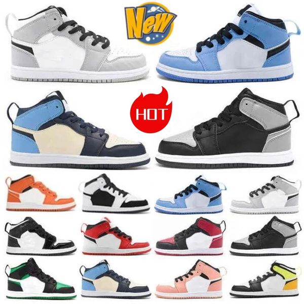 Zapatos de baloncesto para niños 1 Blanco Negro Deporte Rojo Escuela Deportes Moda para niños 1s Chicago Toe Azul hielo Zapatillas de deporte casuales Niños y niñas Zapatillas de deporte para caminar