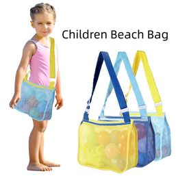 Sac de plage pour enfants Sac de rangement à une épaule Mesh Beach Pouch Shell Toy Collecting Organizer Bag Réglable Outdoor Travel Beach Bag Portable Tote Bag