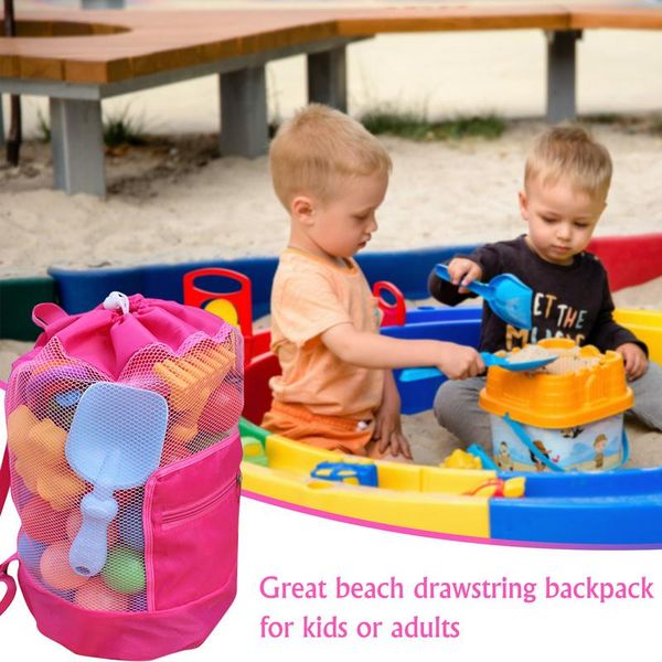 Bolsa de malla de playa para niños arena de arena portátil para niños Bolsa de ropa de playa Organizador de juguetes para niños Organizador de natación y juguetes de piscina bolsas de almacenamiento