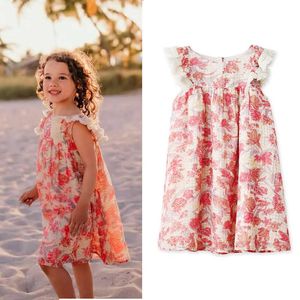 Enfants Beach Style Robe Summer Girls Sweet Floral Linge Coton Robes Enfants Fantaisie Frocks 1-10 ans Vêtements 210615