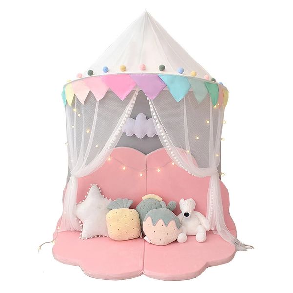 Enfants lit couche tente bébé berceau moustique net curain de gaze en bascule girl girl half-round licture coin play house enfants tipide 240326