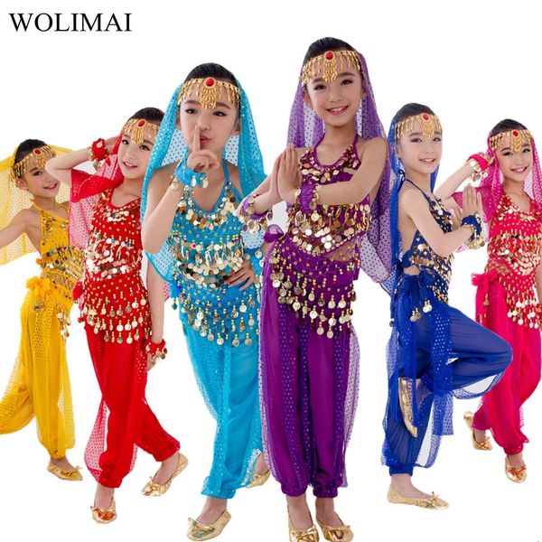 Disfraz de baile del vientre para niños Carnaval Egipto Traje Belry Kids India Dancing Wear Wear Girls Bollywood Performance Bellydance Set 240401