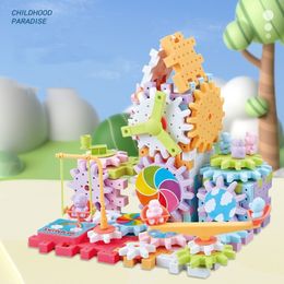 children block build block bloc magnétique 83 pièces bloc 3d jouet bloc de construction électrique engrenage rotatif enfants jouets Puzzle puissance bloc pour enfants jouet garçon cadeau de noël