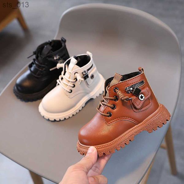 Botas para niños Primavera Otoño Inglaterra Botas Casual Niños Zapatos deportivos antideslizantes Cuero suave Bebé Niñas Botas tamaño 21-30 L230518