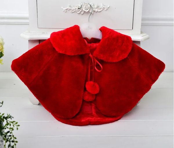 Enfants nés fille cape de fourrure infantile formelle princesse bébé cape en peluche enfants robe noire demoiselles d'honneur Boleros 8t 231226