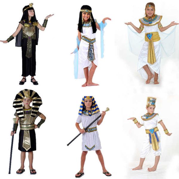 Niños niño niña antiguo Egipto faraón egipcio príncipe princesa disfraz niños cosplay ropa Grecia fiesta de cumpleaños Halloween Q0910