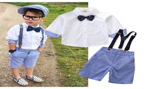 Enfants garçons gentleman tenues bébé chemise topstrapshorts 3pcssets 2019 mode d'été Boutique enfants ensembles de vêtements C60149774740