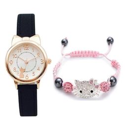 Relojes de pulsera para niños Correa de cuero blanco rosado Precioso reloj de pulsera de cuarzo para niñas Relogio Relogio Femenino Wutwatche2746530