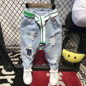 Kinderen gebroken gat broek broek baby jongens jeans merk mode herfst 2-7YARR's kinderen broek kinderkleding (geen riem) G1220