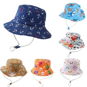 Enfants chapeaux de seau panama bébés filles chapeau garçons pêcheur carton coton coton bambin plage dimanche 240403