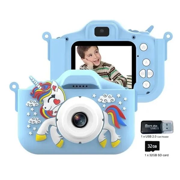 Caméra pour enfants 1080P HD caméra vidéo numérique pour tout-petits Mini caméra à affichage couleur appareil photo numérique enfants cadeau d'anniversaire jouets pour enfants avec carte mémoire