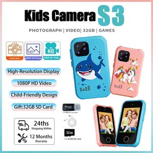 Enfants Camera Kids Smart Phone Toys Video Camera Outdoor Pography Games tactile Screen Téléphone avec carte SD 32G 240327