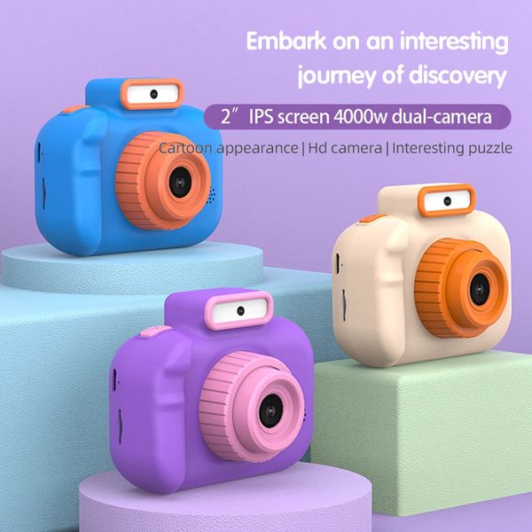 Enfants Camera Selfie 4000W Pixels 1080p HD Screen Blue Purple Double Caméras Enfants Toys Electric pour bébé Camara Foto Infantil 240422