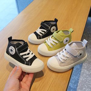 Zapatos de lona para niños 2024, primavera y otoño, nuevas zapatillas de deporte para niños, zapatos casuales de caña alta para niños, zapatos deportivos antideslizantes para niñas, zapatos de suela blanda para caminar para bebés