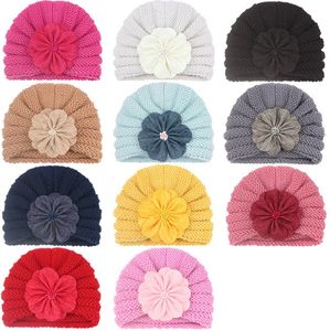 Kinderkappen herfst/winter thermisch gebreide hoed baby mode match bloem wollen hoed kinderen mutsen goed verkopen