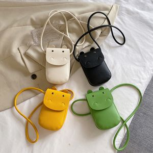 Niños dibujos animados cambio monedero niños mensajero hipopótamo cero cartera mini lápiz labial bolsas bebé niñas PU cuero un hombro bolsas de teléfono F1375