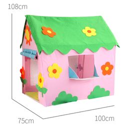 Enfants Cartoon Garden Flower Scene House jouant tente rose Nature Design Fenêtre