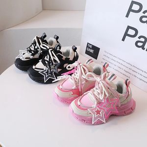 Kindercasual schoenen Platform PU Leather Pink Black Lace-Up Kids Sneakers Herfst Ademende Trendy 22-37 jongens Girls Sport Shoe 240116