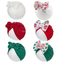 Gorro de algodón de Navidad para niños, accesorios para el cabello para recién nacidos, diadema con lazo para niñas, sombreros de turbante, gorro indio para bebés