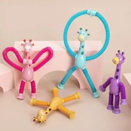 Juguetes de ventosa de Navidad para niños, tubos Pop para aliviar el estrés, jirafa telescópica, fuelle sensorial, juguete antiestrés para apretar