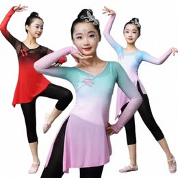 Enfants Danse Classique Pratique Tops Filles Danse Chinoise Performance Costume Hanfu Tenue Yangko Danse Natale Stage Blouse 604V #