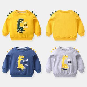 Enfants Vêtements Automne Garçons Hoodies Casual Coton Mignon Dessin Animé Dinosaure Col Rond Pull Sweat Enfants Tops 90-140 210713