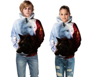 Kinderkleding 2020 grote kinderen herfst/winter new fox digitale print hooded sweater jongens en meisjes jassen