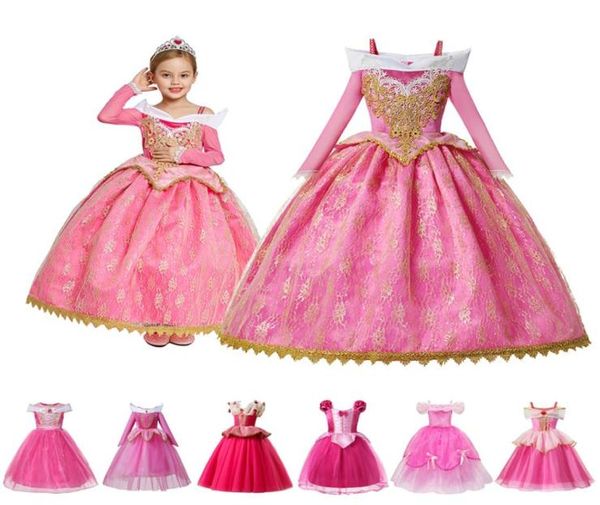 Vêtements pour enfants Filles Princesse Costumes De Fête Robes Enfants De Mariage Fleur Fille Robe De Bal La Belle Au Bois Dormant Rôle Jouant Frocks5577204