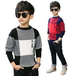 Kinderkleding kinderen katoen lange mouwen truien kind herfst lente jas baby jongens tops 4-15 y O-hals Teenage 211028